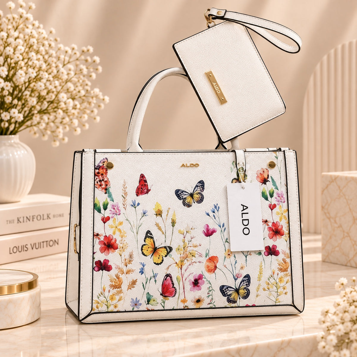 Aldo butterfly floral tote bag