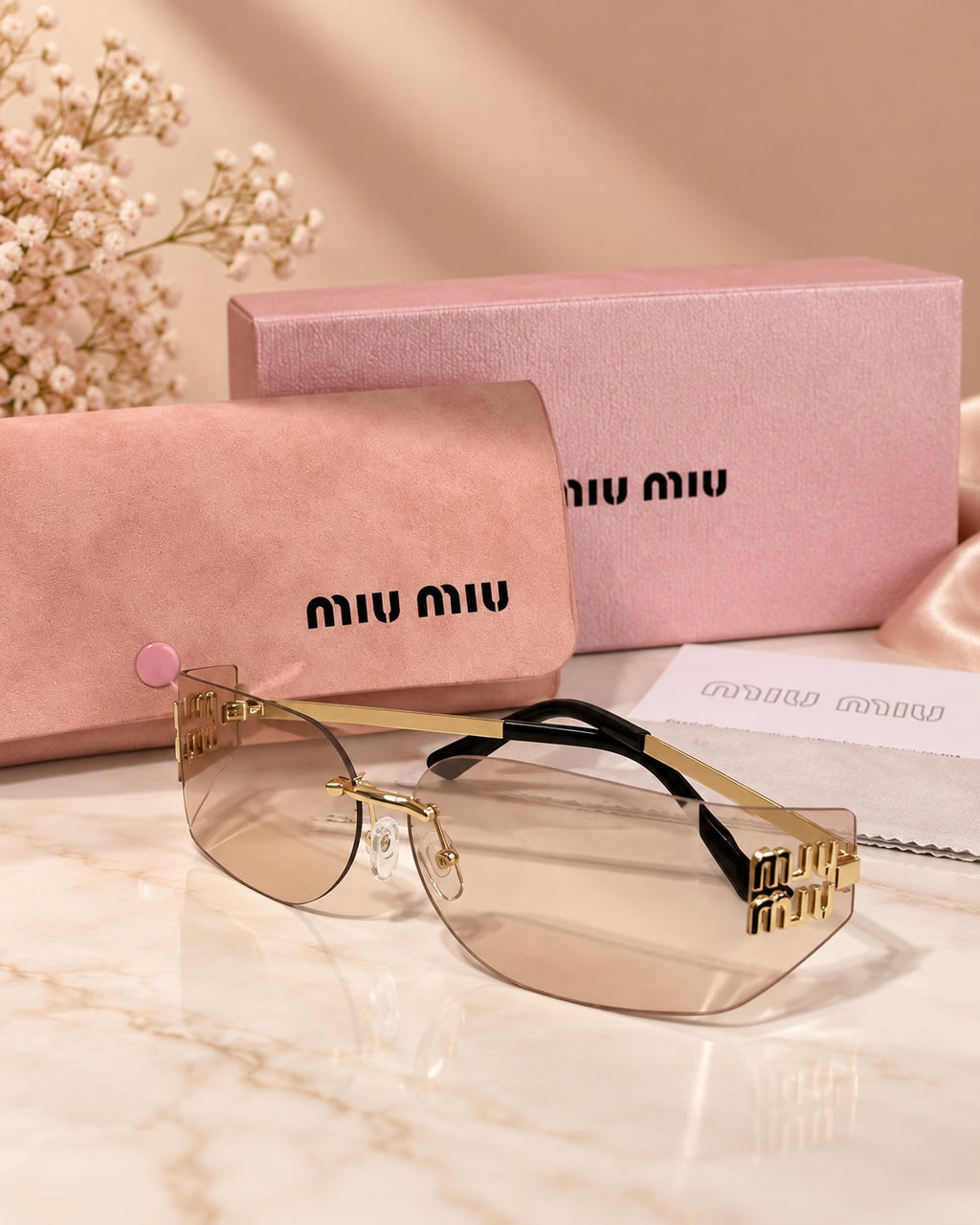 The Champagne Shield Sunglasses front view