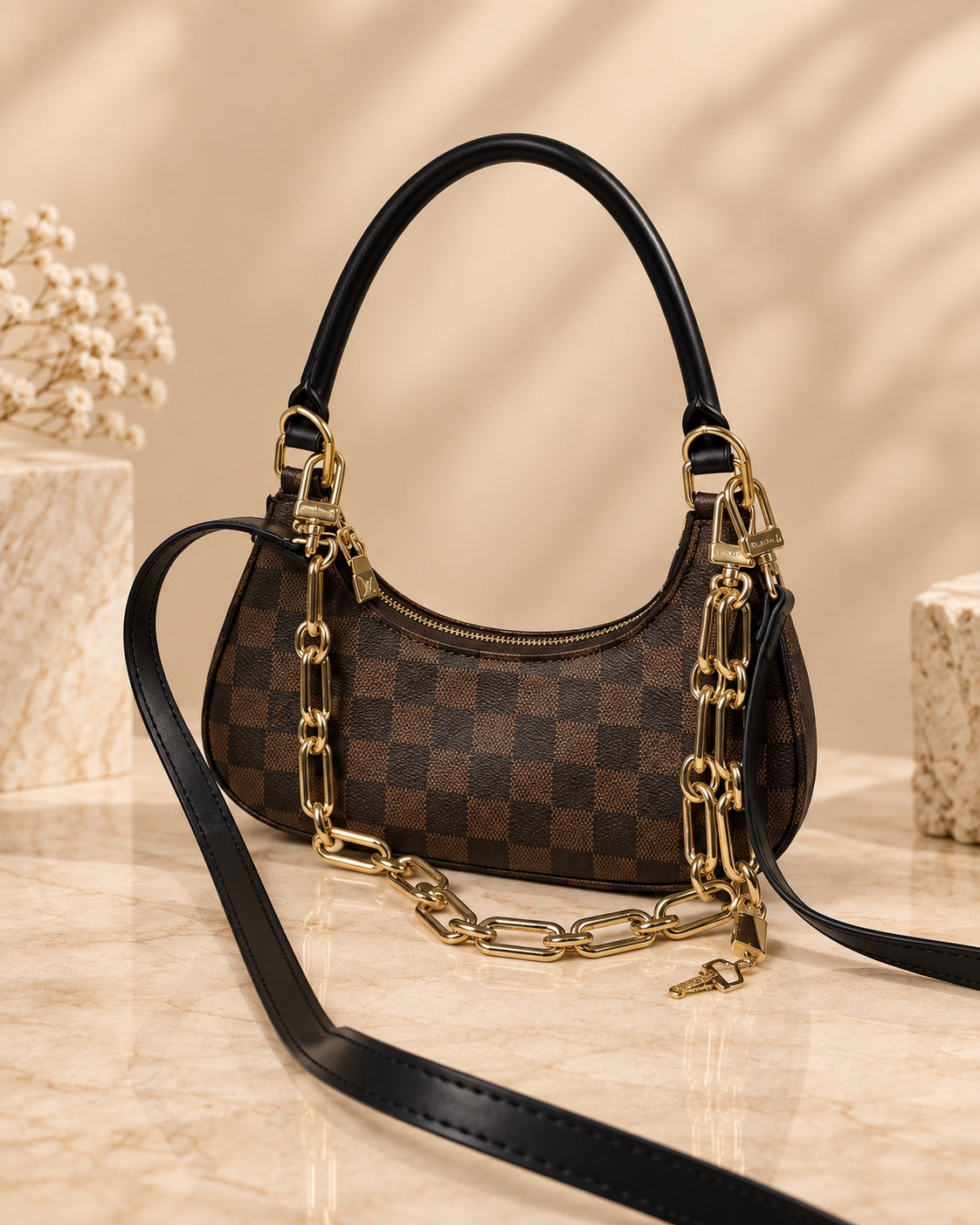 The City Crescent Bag – Cocoa Check
