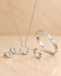 Silver crystal circle jewelry set