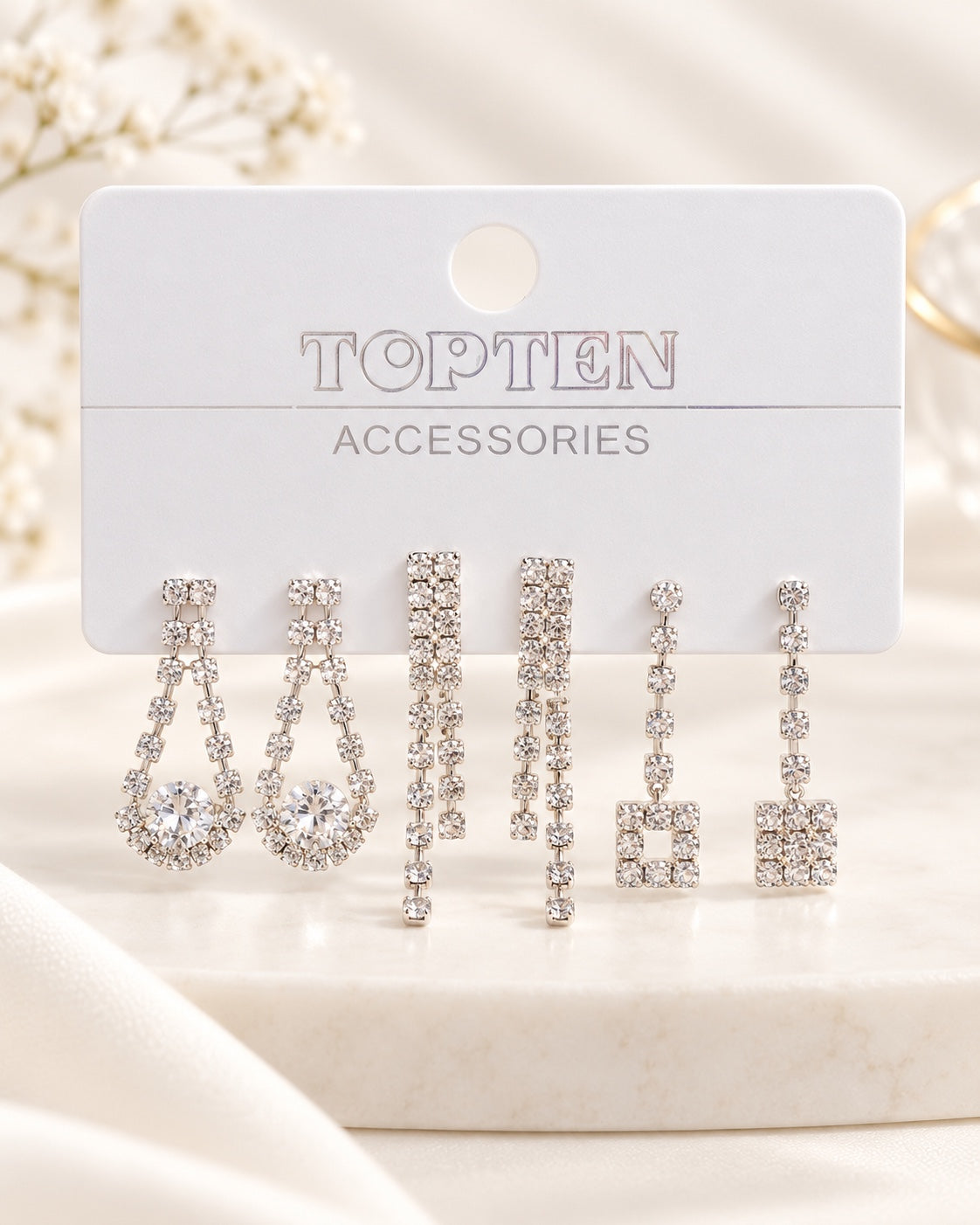 Crystal drop earring set