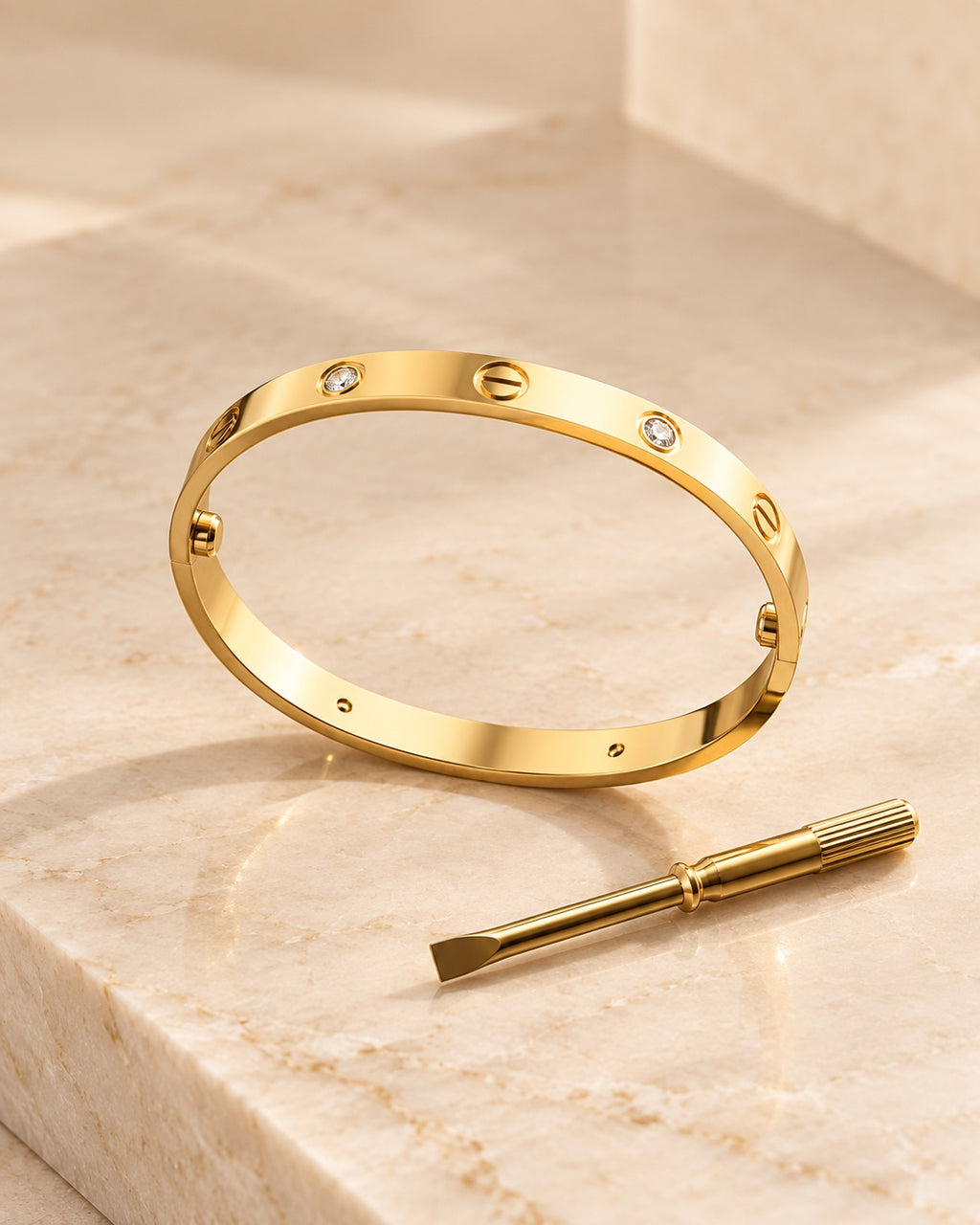 Crystal screw bracelet angled view