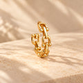 Golden geometric link hoop earring