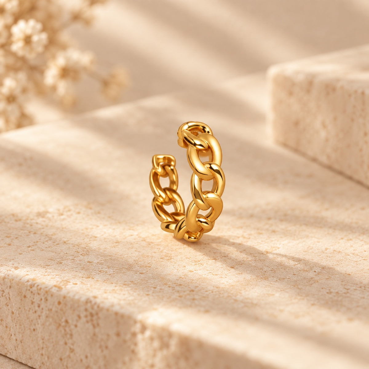 Golden oval chain hoop earring