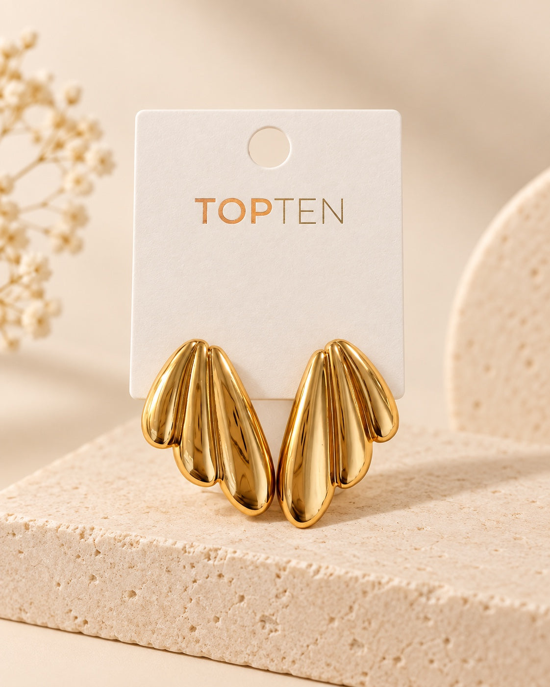 Golden petal earrings