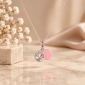 Pink double charm 925 silver necklace