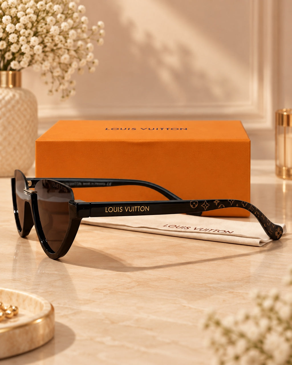 The Noir Aviator Sunglasses detail view