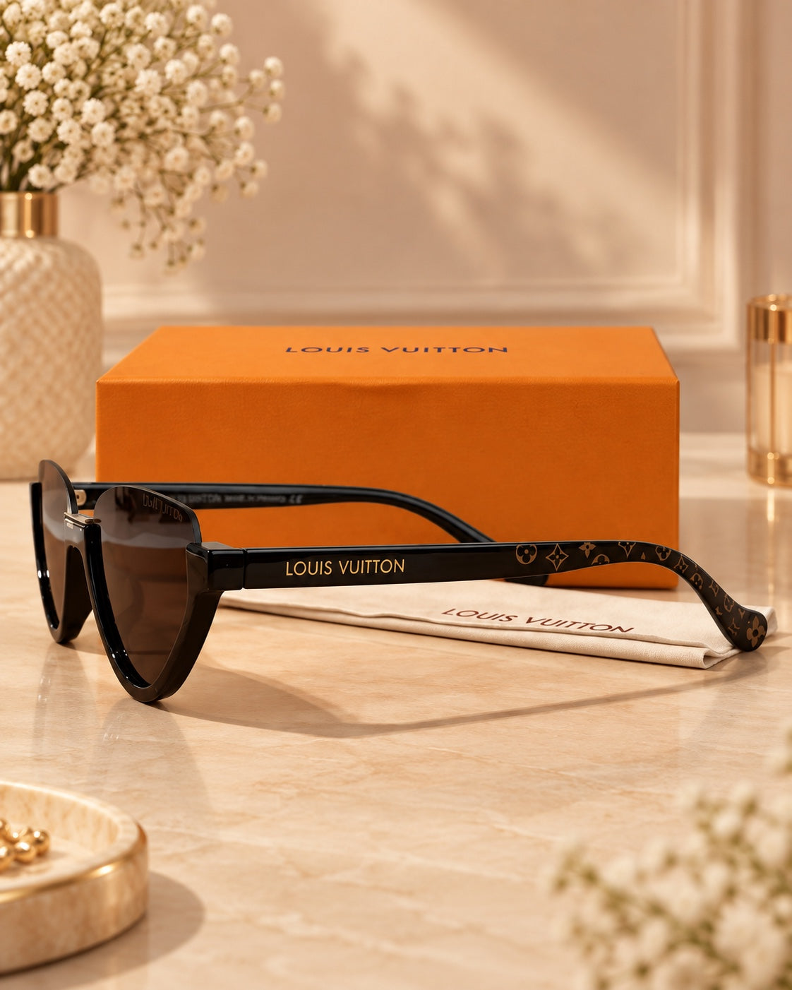 The Noir Aviator Sunglasses detail view