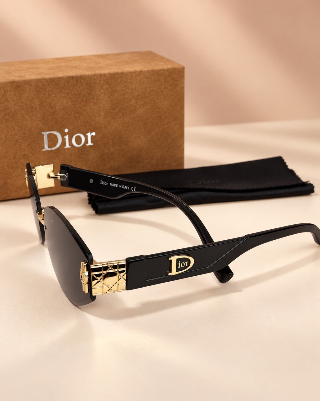 The Noir Rimless Sunglasses back view