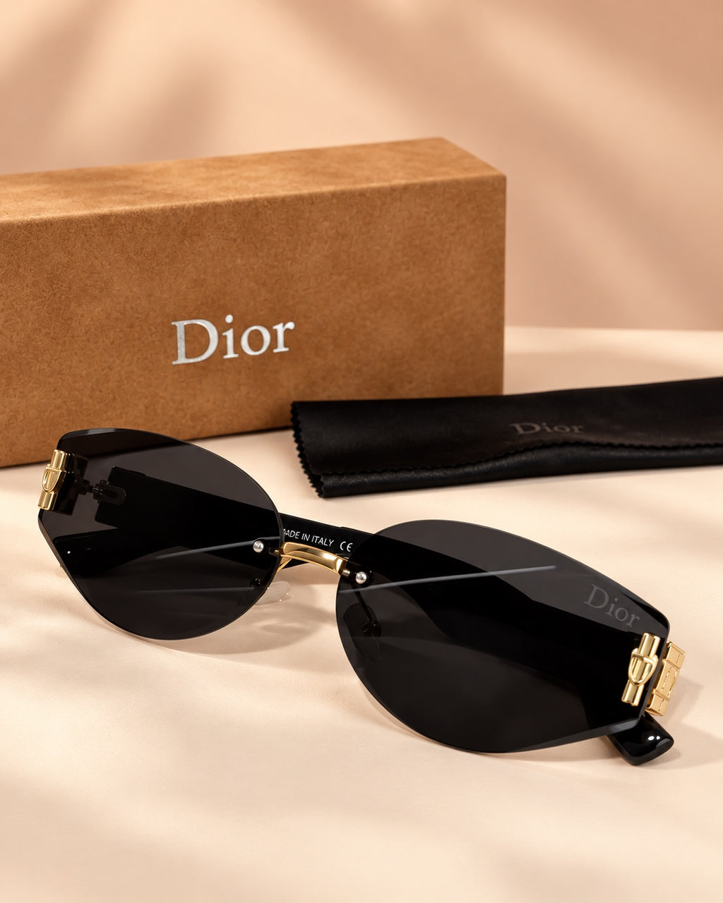 The Noir Rimless Sunglasses front view