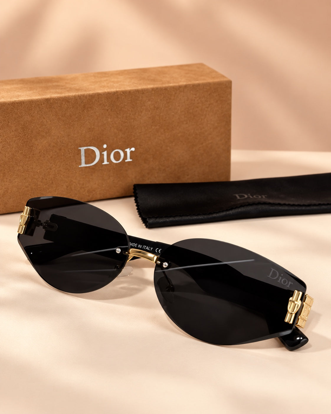 The Noir Rimless Sunglasses front view