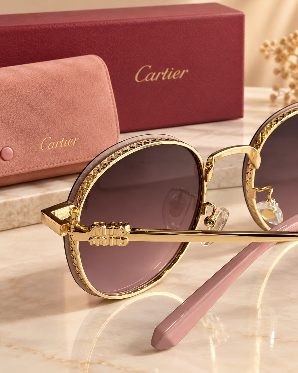 The Plum Geometric Sunglasses detail view