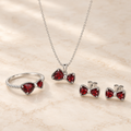 Ruby red bow 925 silver set
