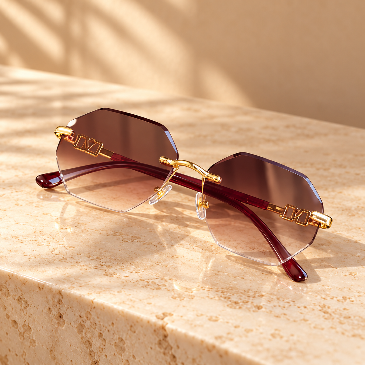 Rose Shield Sunglasses on beige background