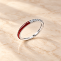 Ruby Pave Ring on beige background