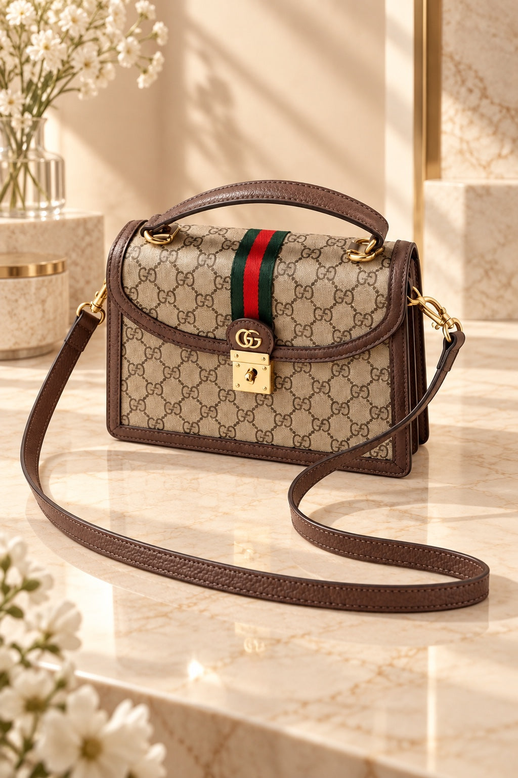 The Signature Top Handle Bag – Brown