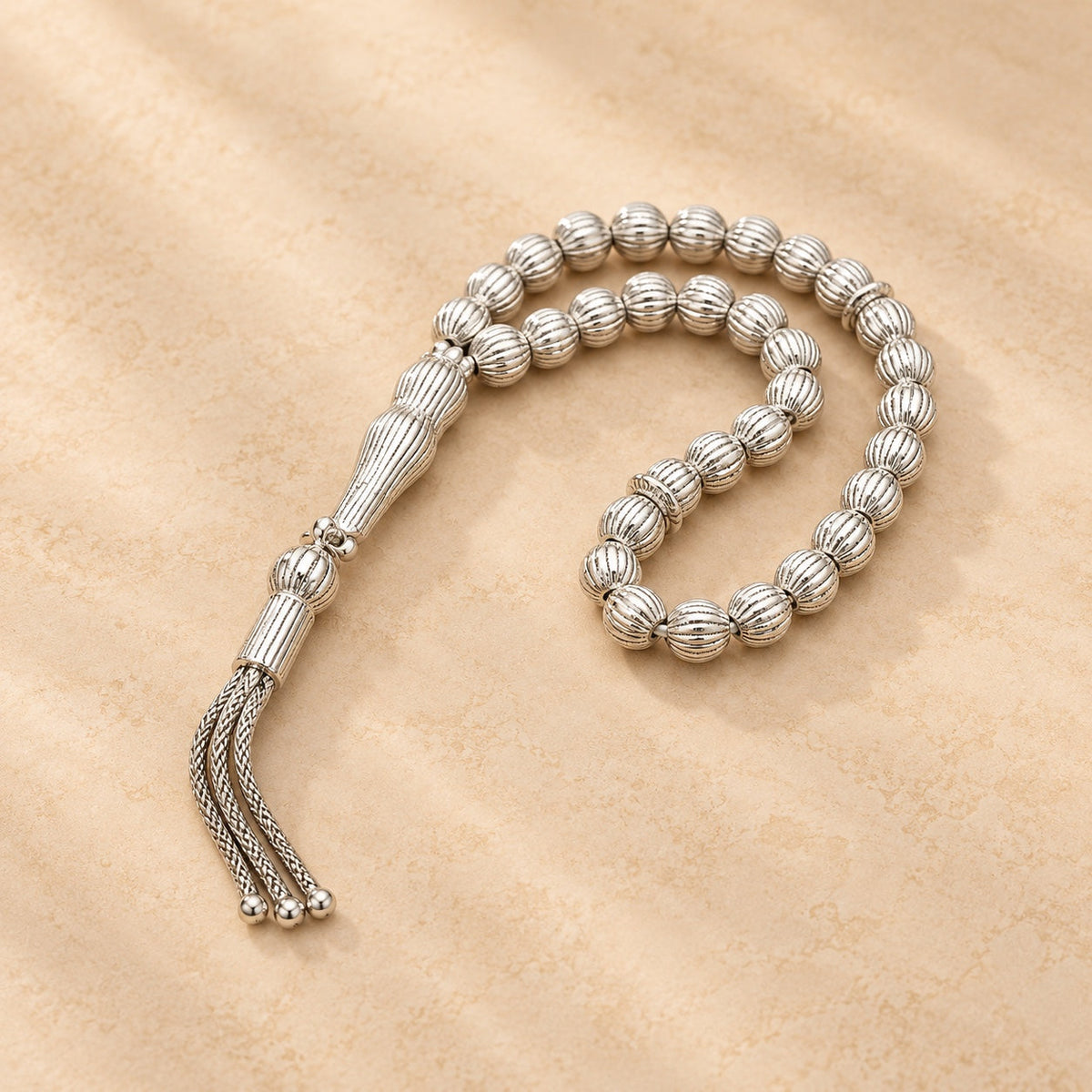 Textured genuine 925 silver rosary