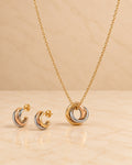 Tri-color knot necklace and earrings set