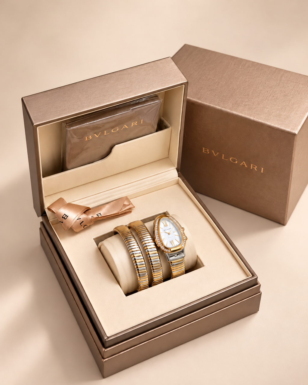 The Serene Crystal Wrap Watch - Two-Tone / White