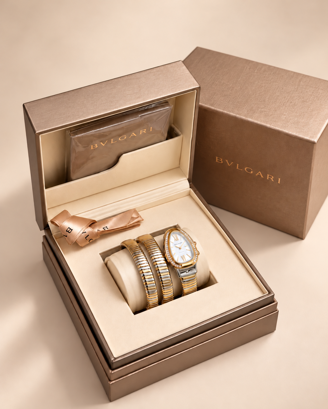 The Serene Crystal Wrap Watch - Two-Tone / White