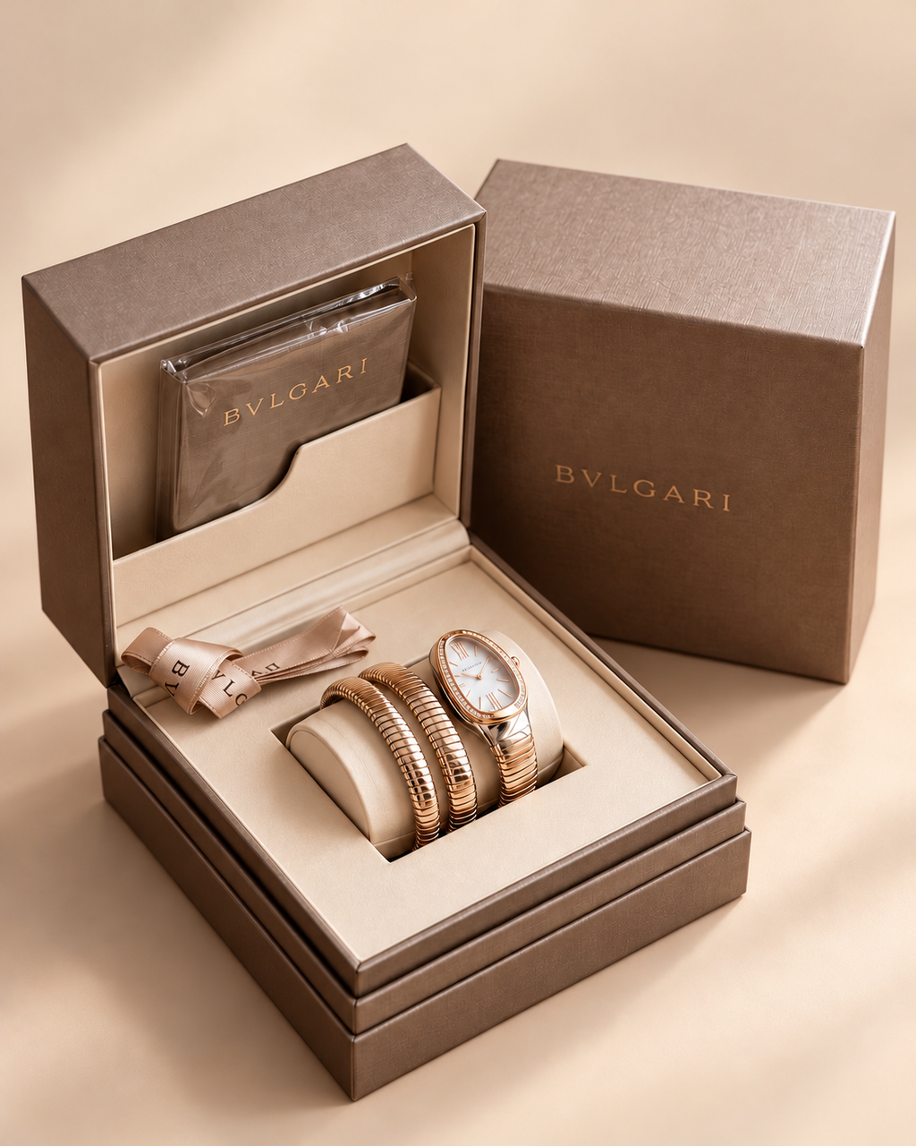 The Serene Crystal Wrap Watch - Rose Gold / White
