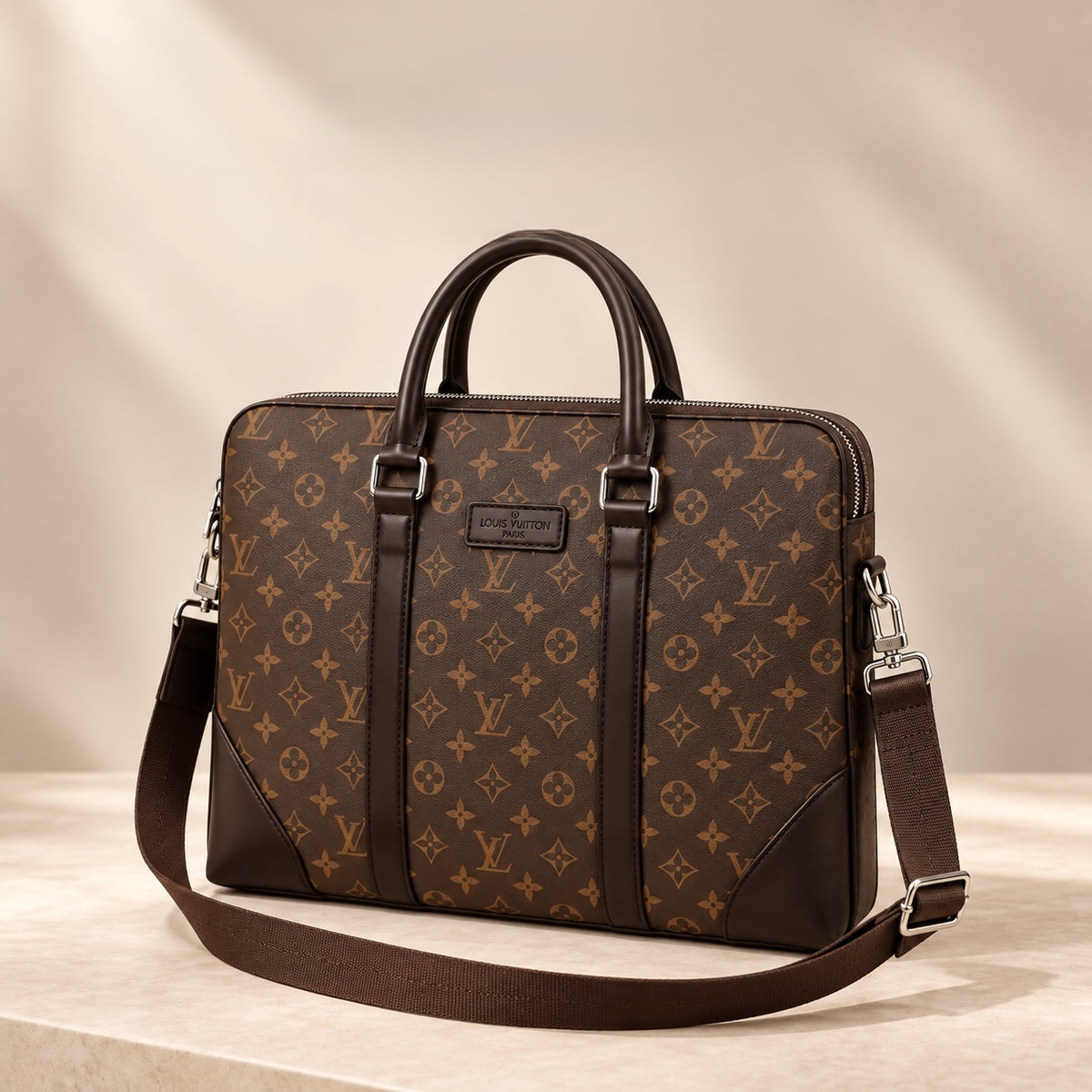 The Voyager Monogram Satchel - Brown