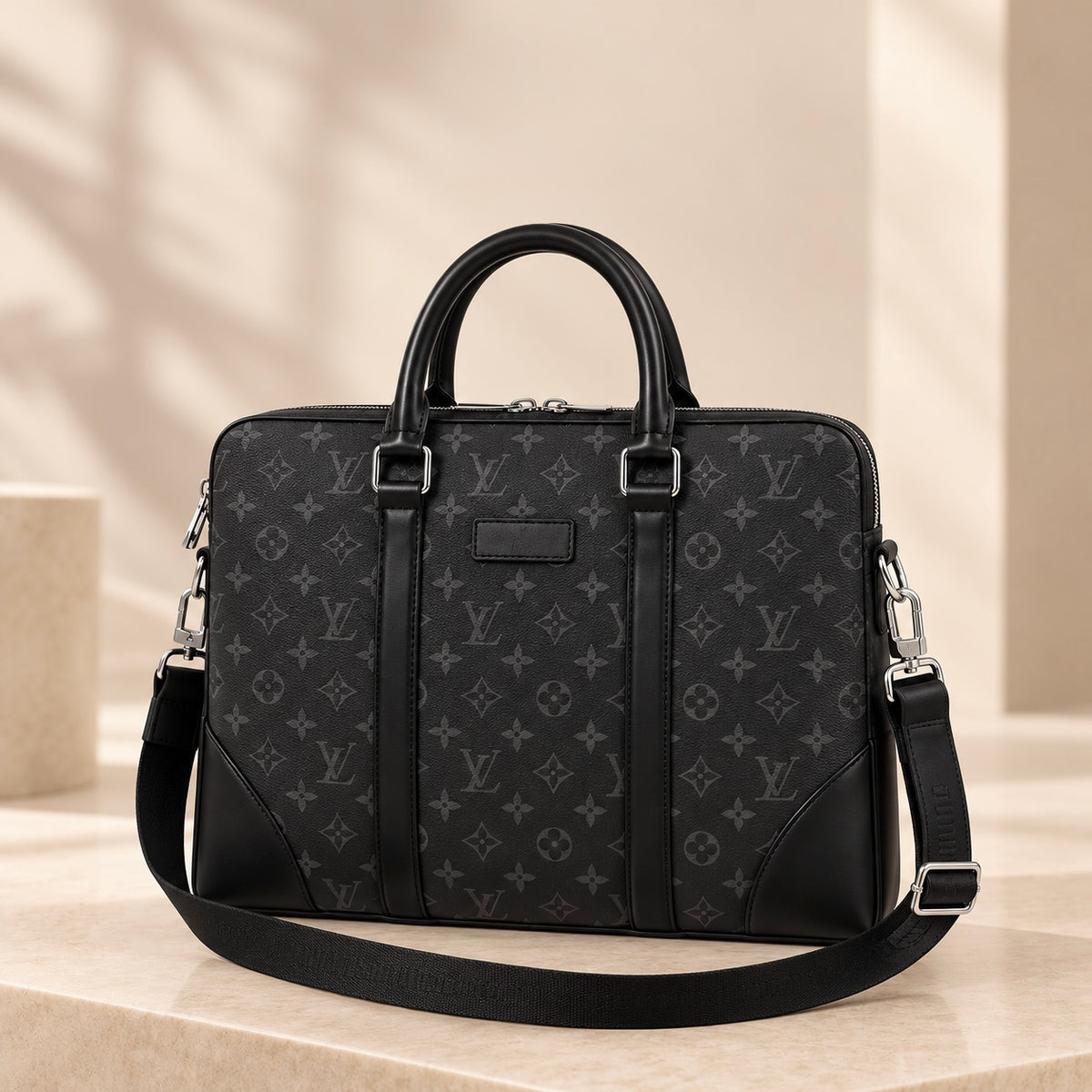 The Voyager Monogram Satchel - Noir